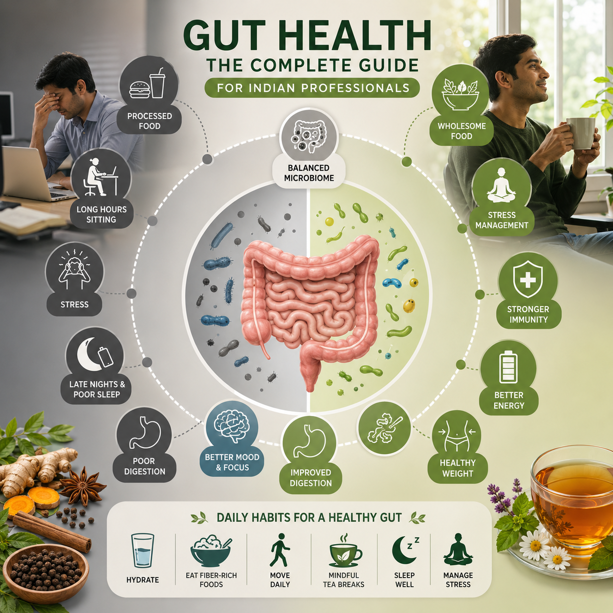 The Complete Guide to Gut Health for Indian Professionals: Improve Digestion, Immunity, Energy & Overall Wellness Naturally