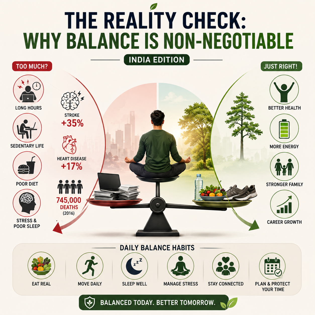 How Indian Professionals can balance career growth and health