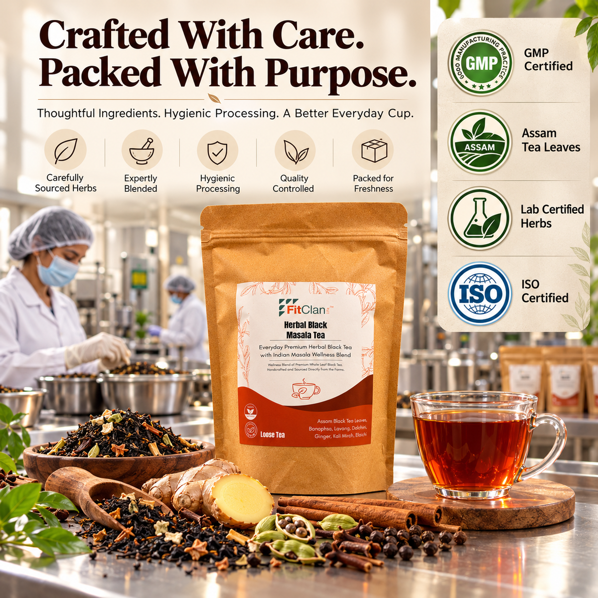 Assam Black Masala Tea with Power of 5 Herbs | Long Leaf | 100 gm
