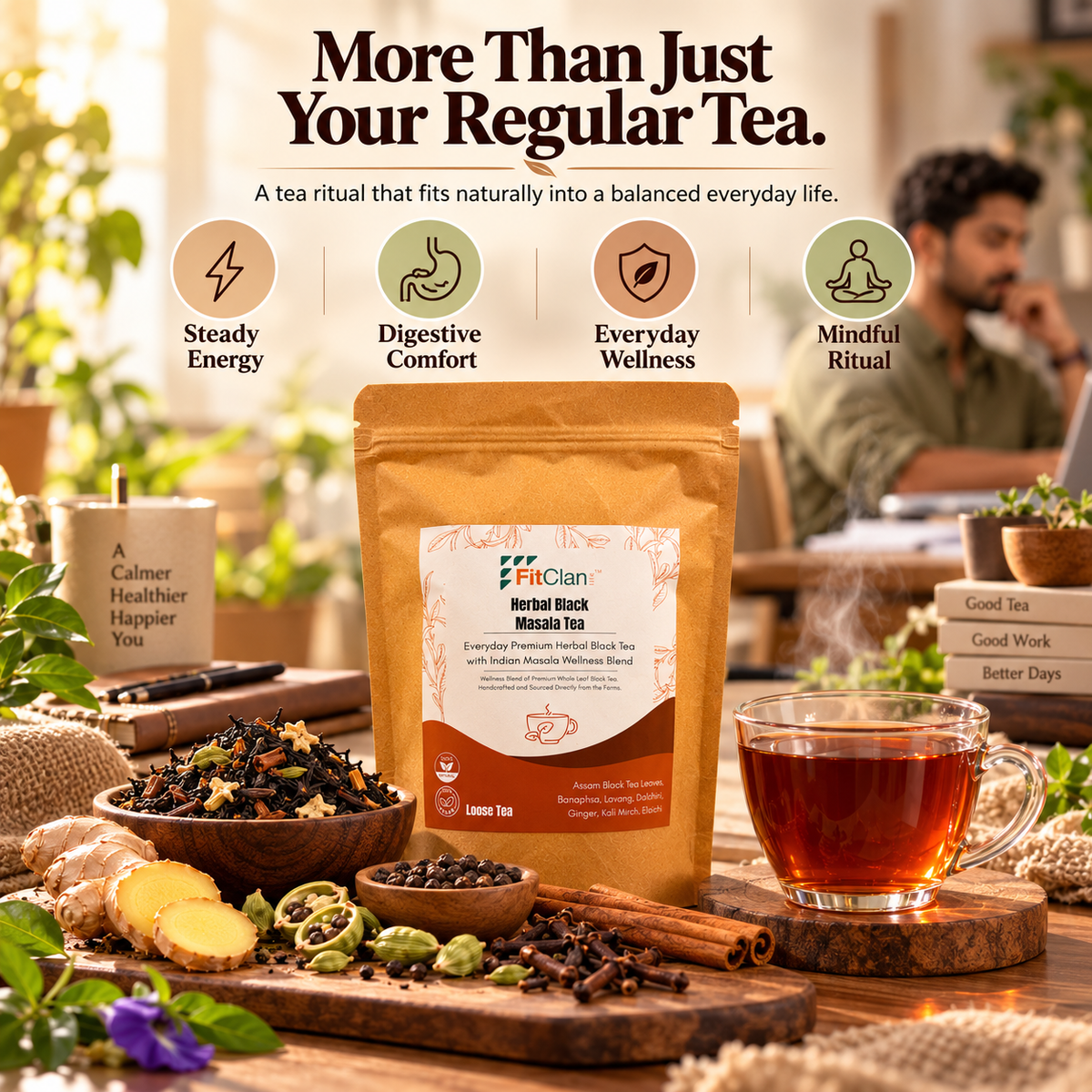 Assam Black Masala Tea with Power of 5 Herbs | Long Leaf | 100 gm