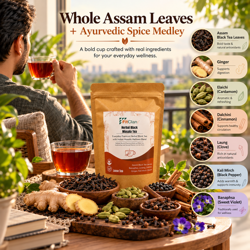 Assam Black Masala Tea with Power of 5 Herbs | Long Leaf | 100 gm