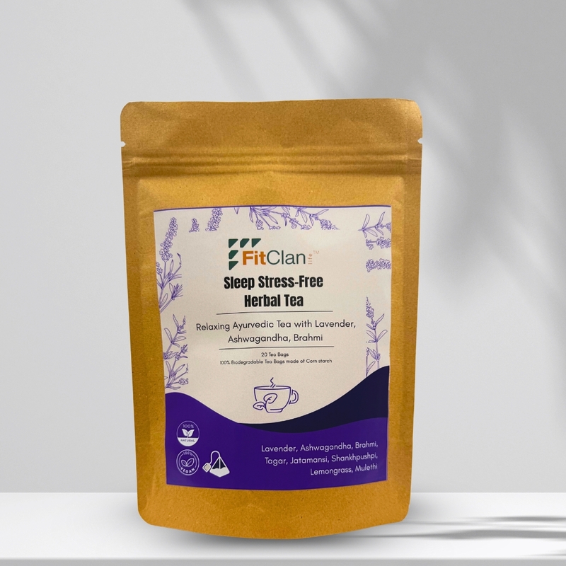 Sleep Stress-Free Herbal Tea | Relaxing Ayurvedic Tea with Ashwagandha, Brahmi & Lavender