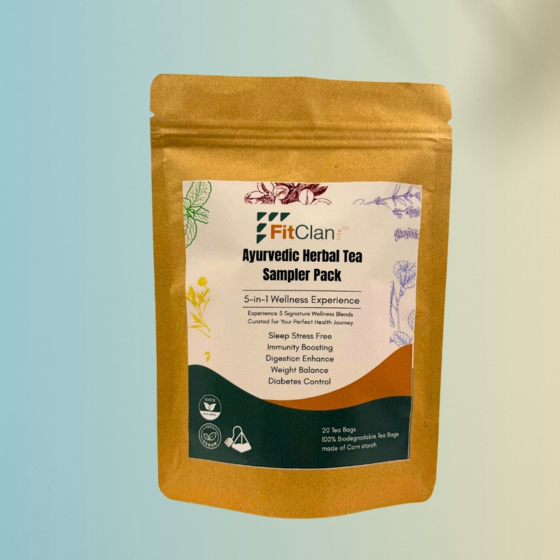 5-in-1 Wellness Experience (20 Tea Bags) | FitClan Life Ayurvedic Herbal Tea Sampler Pack
