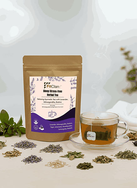 Sleep Stress-Free Herbal Tea | Relaxing Ayurvedic Tea with Ashwagandha, Brahmi & Lavender